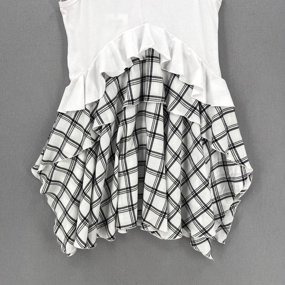 OPENING CEREMONY Dress Womens Small White Black Sleeve Plaid Ruffle Skater NWT - Picture 7 of 16